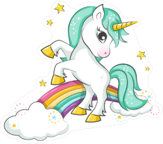 Cute Magical Unicorn And Rainbow Sticker