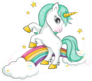 Cute Magical Unicorn And Rainbow Sticker