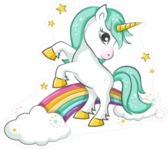 Cute Magical Unicorn And Rainbow Sticker