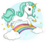 Cute Magical Unicorn On Rainbow Sticker