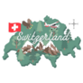 Cute Map Of Switzerland Landmarks Sticker