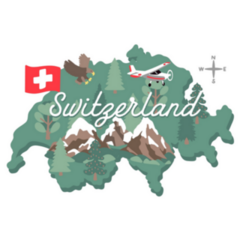 Cute Map Of Switzerland Landmarks Sticker