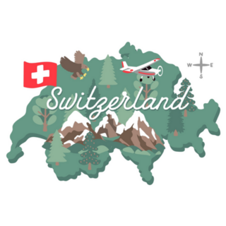 Cute Map Of Switzerland Landmarks Sticker