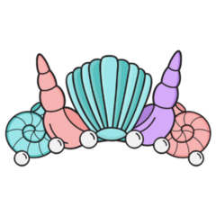 Cute Mermaid Crown Seashells Sticker