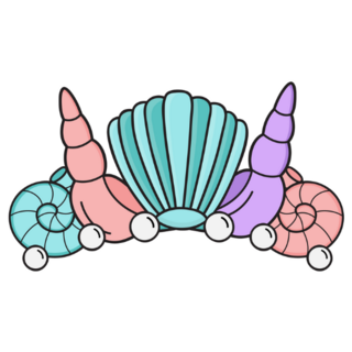 Cute Mermaid Crown Seashells Sticker