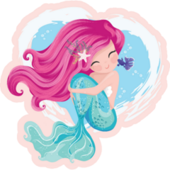 Cute Mermaid With Pink Hair Sticker