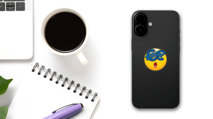 Cute Money Eyes Euros Emoji Sticker on a Phone (New) example