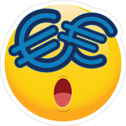 Cute Money Eyes Euros Emoji Sticker