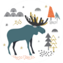 Cute Moose In Colorful Design Sticker