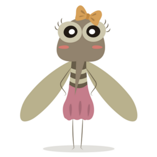 Cute Mosquito Cartoon Wearing Bow Sticker