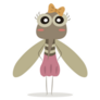 Cute Mosquito Cartoon Wearing Bow Sticker