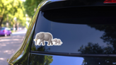 Cute Mother And Baby Elephant Sticker on a Rear Car Window (New) example