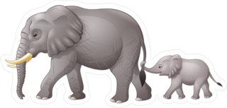 Cute Mother And Baby Elephant Sticker