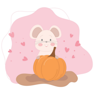 Cute Mouse And Pumpkin Sticker