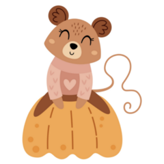 Cute Mouse And Pumpkin Sticker