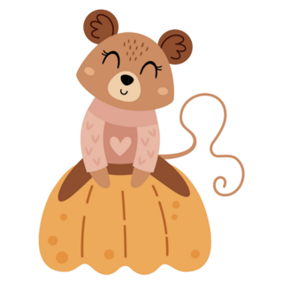Cute Mouse And Pumpkin Sticker