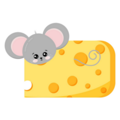 Cute Mouse Looking Out Of Hole In Cheese Sticker