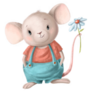 Cute Mouse With Flower Overalls Sticker
