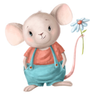 Cute Mouse With Flower Overalls Sticker
