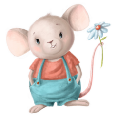 Cute Mouse With Flower Overalls Sticker