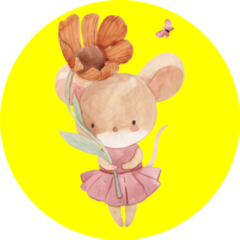 Cute Mouse With Flowers Sticker