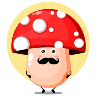 Cute Mushroom Mustache Sticker