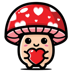 Cute Mushrooms Hugging A Heart Sticker