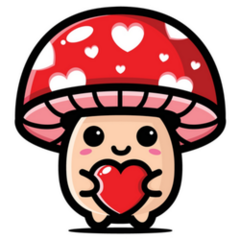 Cute Mushrooms Hugging A Heart Sticker