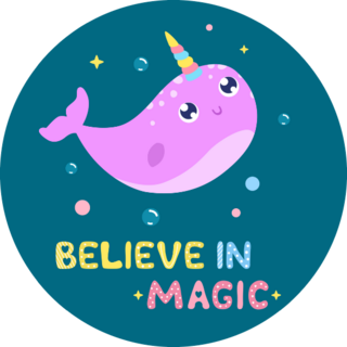 Cute Narwhal Believe In Magic Sticker