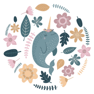Cute Narwhal Illustration Sticker