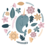 Cute Narwhal Illustration Sticker