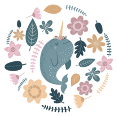 Cute Narwhal Illustration Sticker