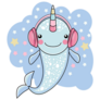 Cute Narwhal In Headphones Sticker