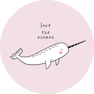 Cute Narwhal Love The Oceans Pink Sticker