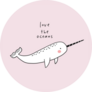 Cute Narwhal Love The Oceans Pink Sticker
