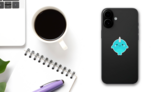 Cute Narwhal Round Sticker on a Phone (New) example
