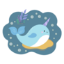 Cute Narwhal With Bubbles Sticker