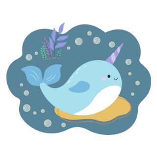 Cute Narwhal With Bubbles Sticker