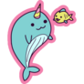 Cute Narwhal With Fish Sticker