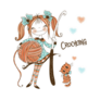 Cute Needlewoman Girl With A Crochet Hook Sticker