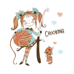 Cute Needlewoman Girl With A Crochet Hook Sticker