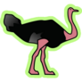 Cute Ostrich Background Green Sticker