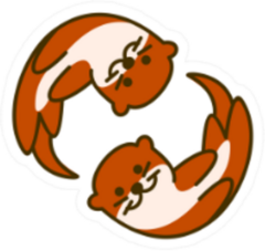 Cute Otter Friends Smiling Sticker