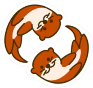 Cute Otter Friends Smiling Sticker