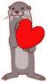 Cute Otter Love Heart Card Sticker