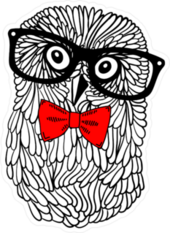 Cute Owl Pet In Retro Frame Glasses Sticker
