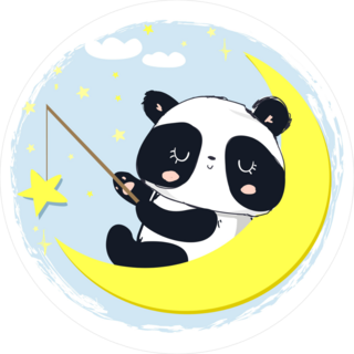 Cute Panda Bear Catching Stars Sticker