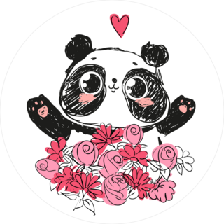 Cute Panda Bear In Flowers Sticker