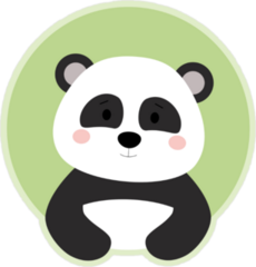 Cute Panda Bear On Green Circle Sticker