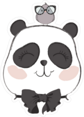 Cute Panda Bear With Bird Sticker